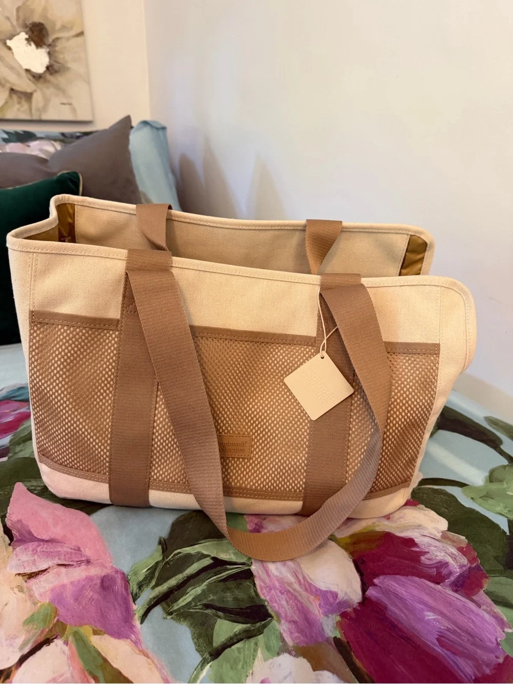 Lambwolf Subway Petite Pet Carrycot Blush-Tan Canvas Dog Carrier - New with Tags